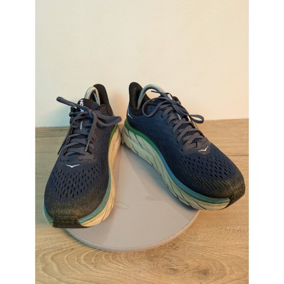 Hoka One One Clifton 7 Mens Sz 9 Navy Green Running Lace Up Athletic Shoes main image 10